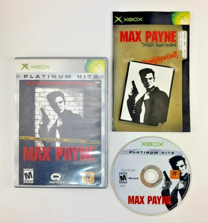 Max Payne (Microsoft Xbox, 2001) Platinum Hits Complete CIB w/ Manual – Tested