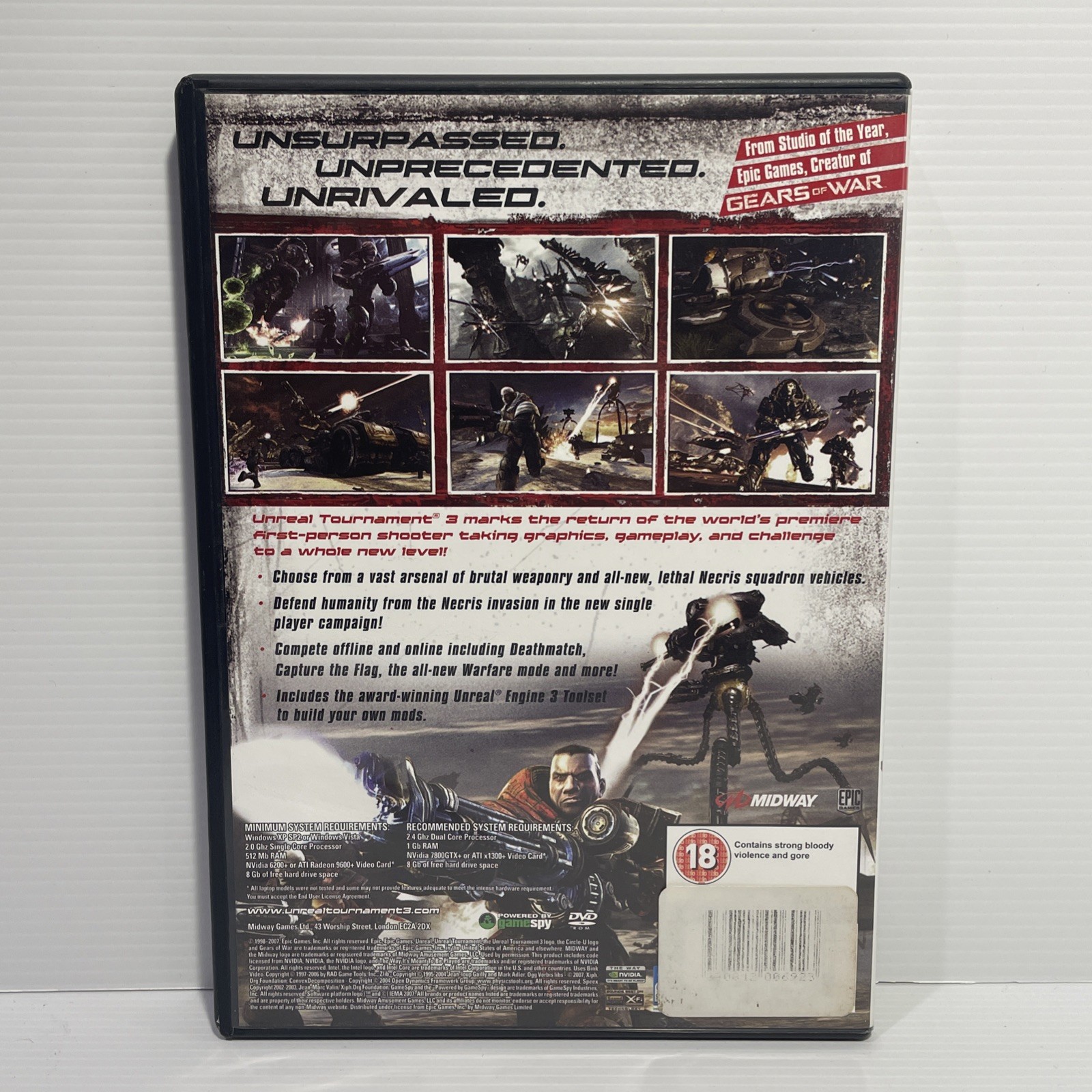 Unreal Tournament 3 PC DVD ROM Game 2007 Complete VGC Australian MA15+