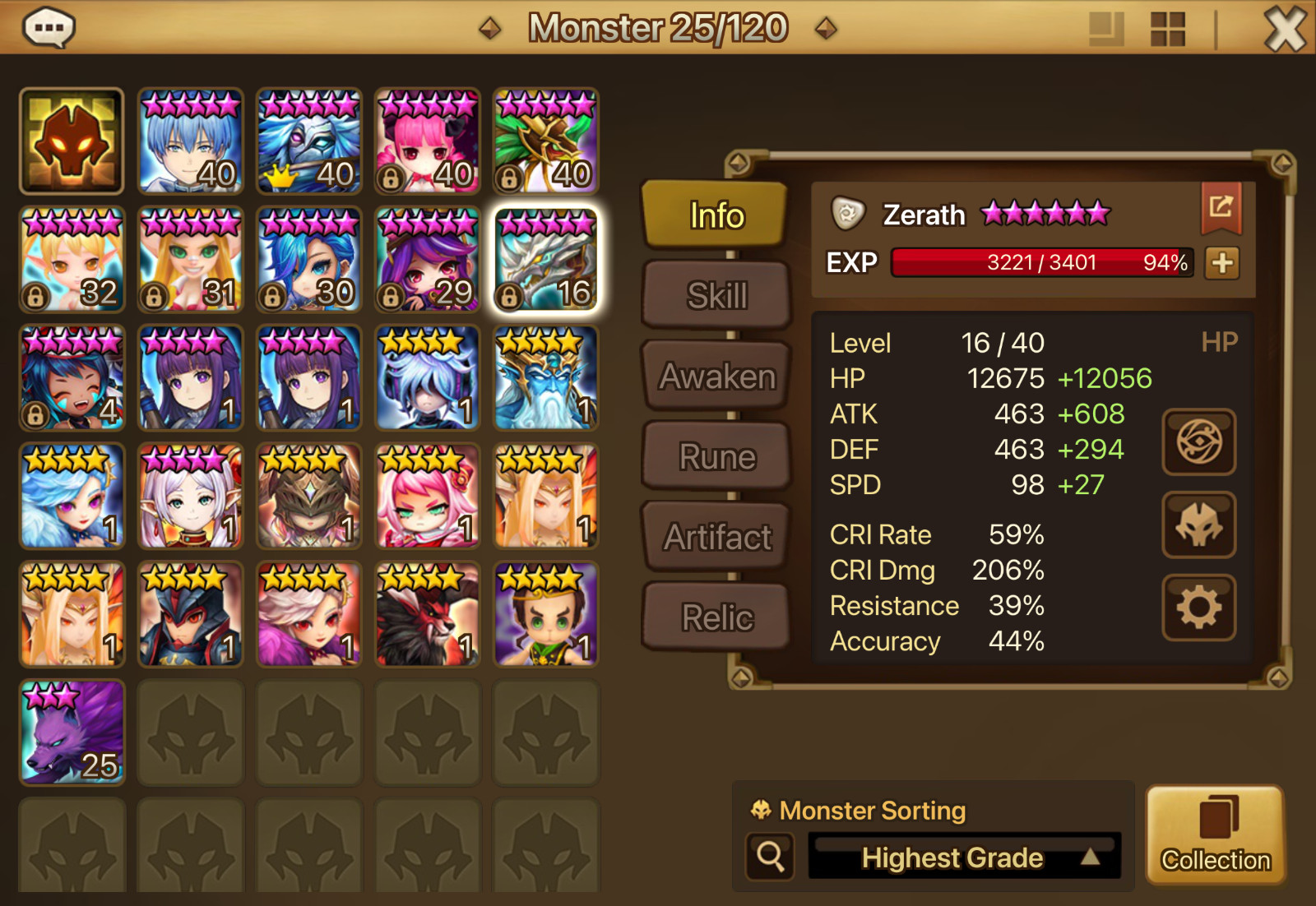Summoners War EU- 2 LD NAT5- ZERATH + BELLA + 17 NAT5 – no e-mail