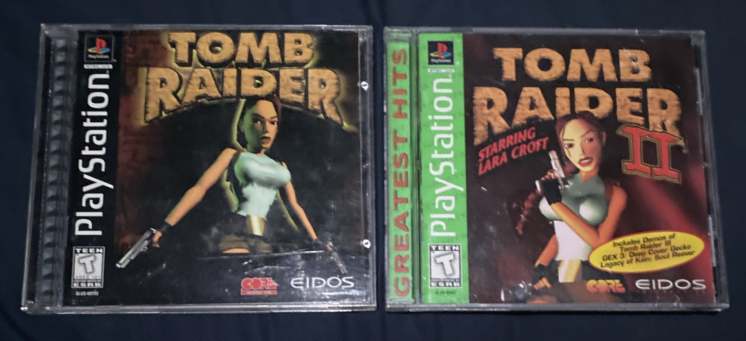 TOMB RAIDER 1 & 2, Playstation 1/PS1, Both Complete with Manuals