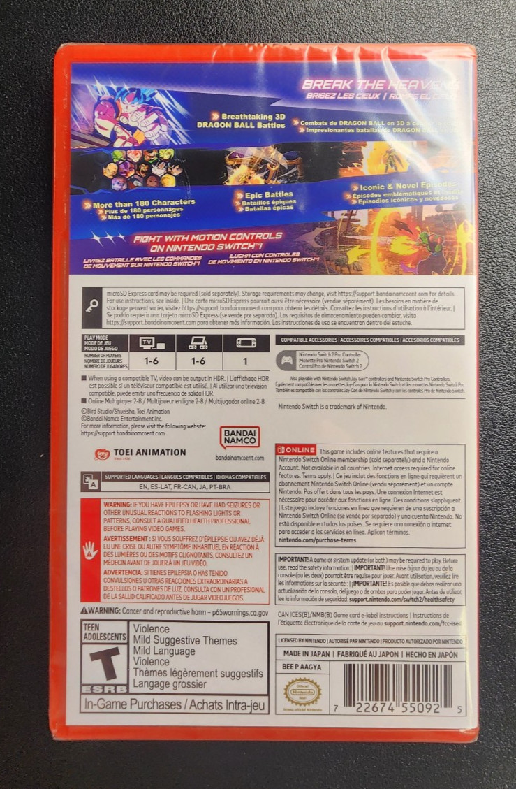 DRAGON BALL Sparking! ZERO (Game-Key Card) – Nintendo Switch 2