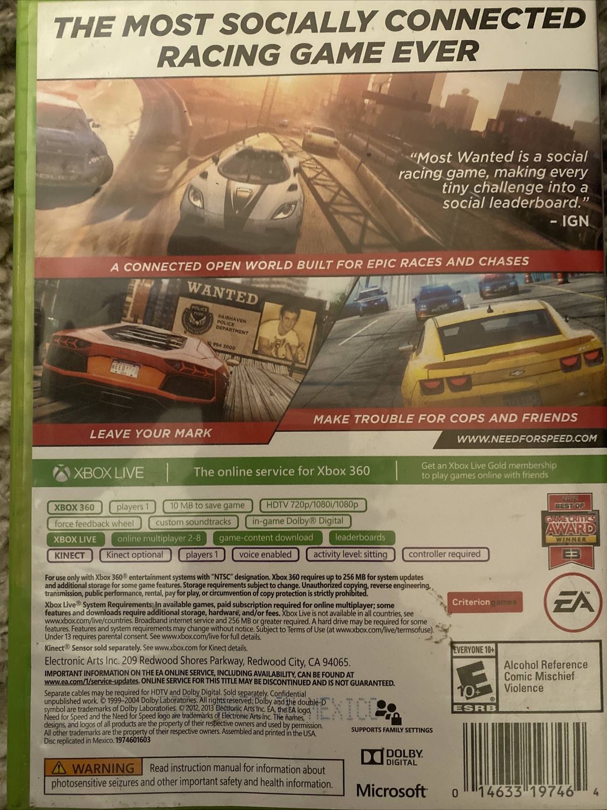 Need for Speed: Most Wanted, (Xbox 360) No Manual