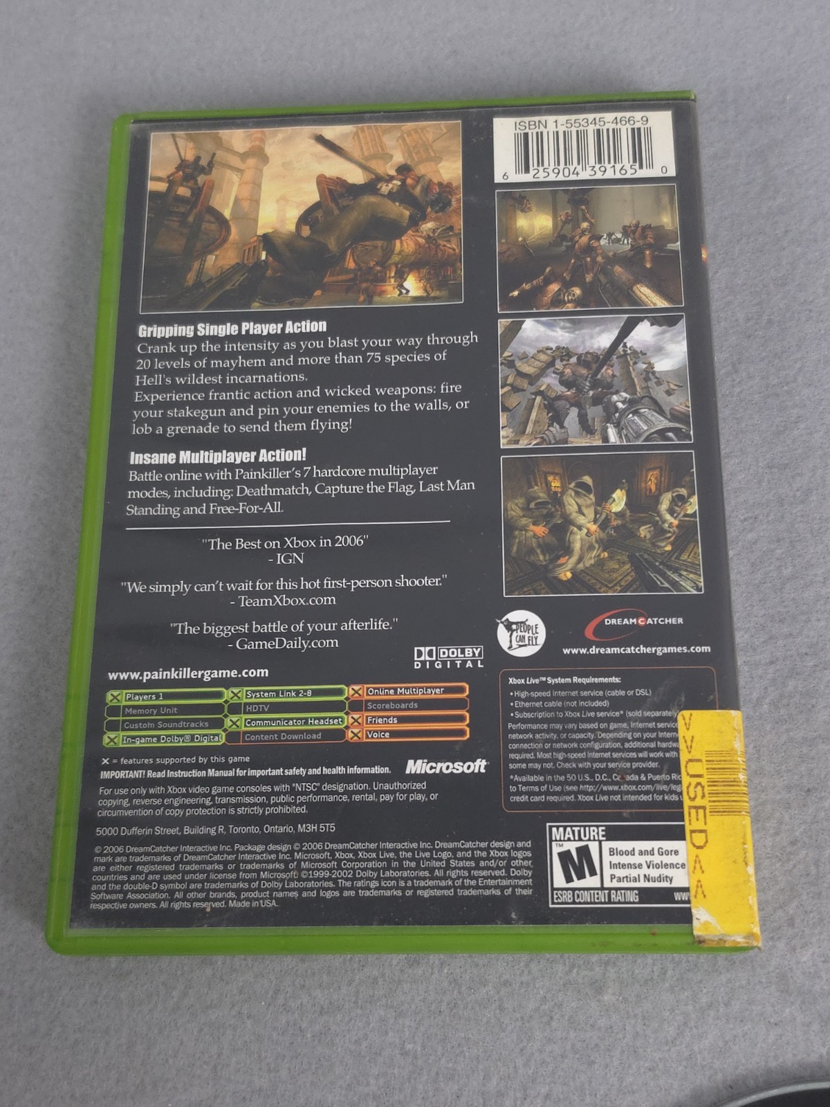 Painkiller Hell Wars Microsoft Xbox Original Black Label CIB Complete Tested