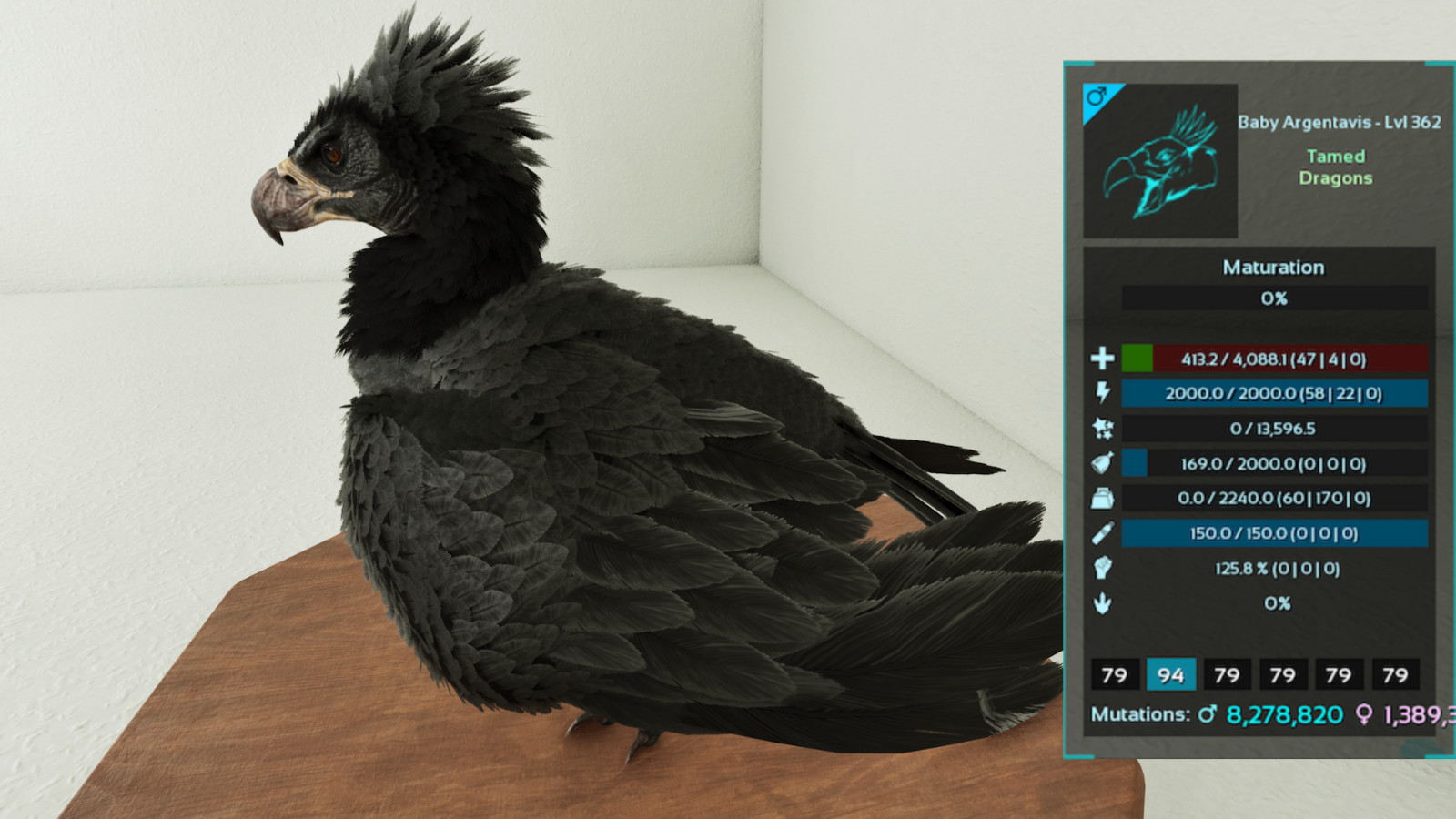🔥ARK Survival Ascended OFFICIAL PVE – PAIR ADULT DINOS BLACK TOP STATS