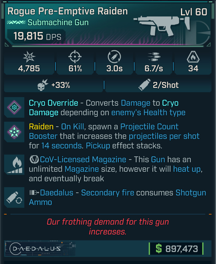 Borderlands 4 ⭐RAIDEN SMG⭐CRYO OVERRIDE⭐COV⭐SHOTGUN AMMO