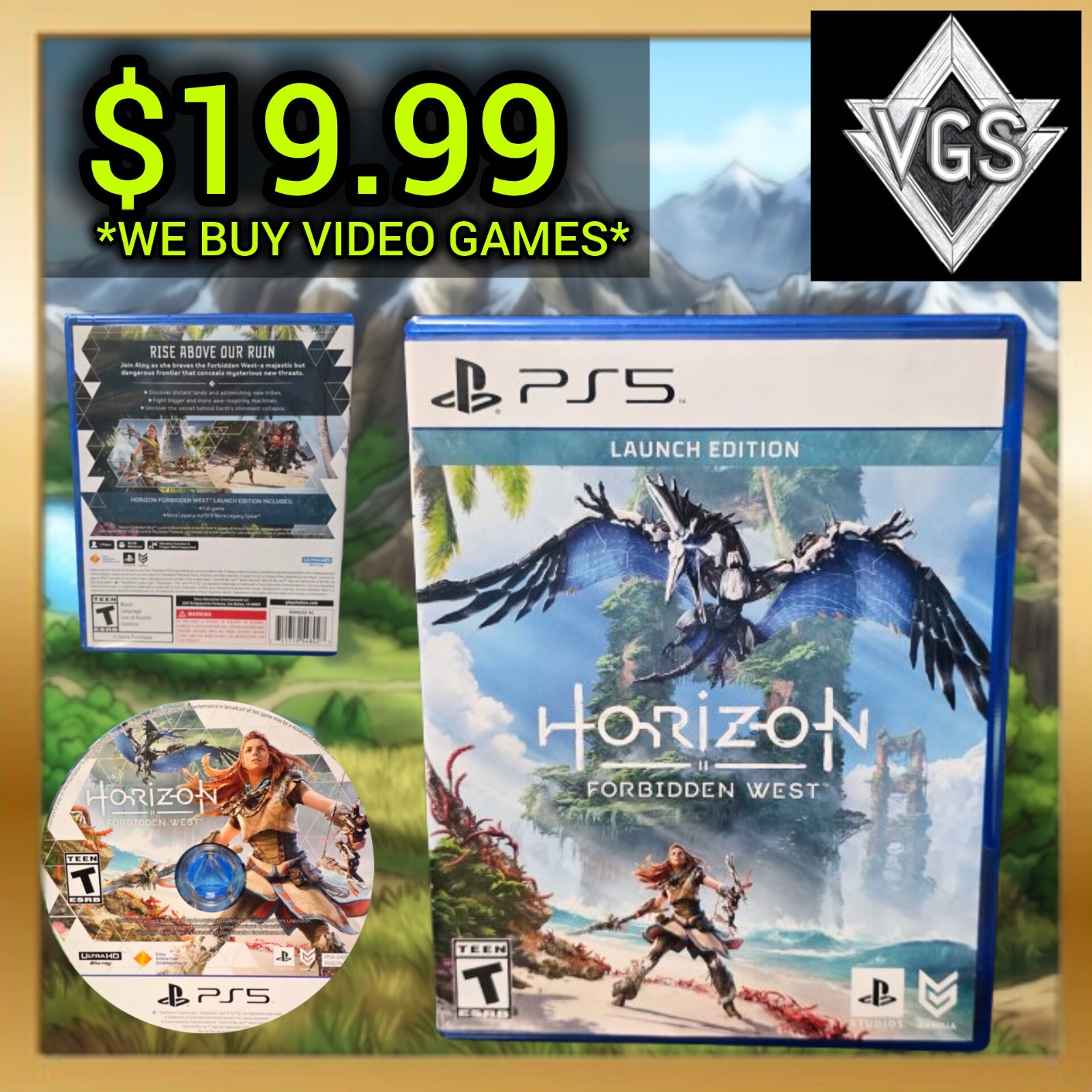 Sony Horizon Forbidden West Launch Edition PS5 Disc w/ Case Insert T 2022