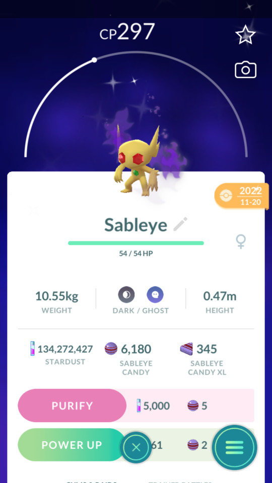 Pokémon Trade GO – Shadow Shiny Sableye 3Moves for Great team(30 days as needed)