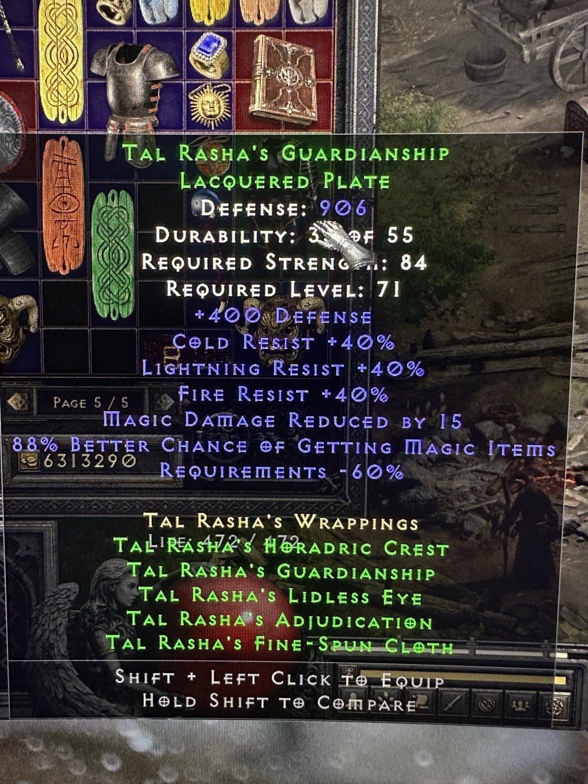 RotW Non Ladder D2R Tal Rasha’s Full Set W/Magefist/Spirit Monarch Shield
