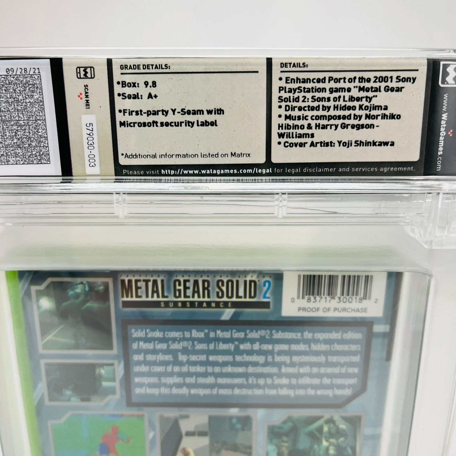 Metal Gear Solid 2: Substance Microsoft XBOX, 2002 Factory Sealed WATA 9.8 A+