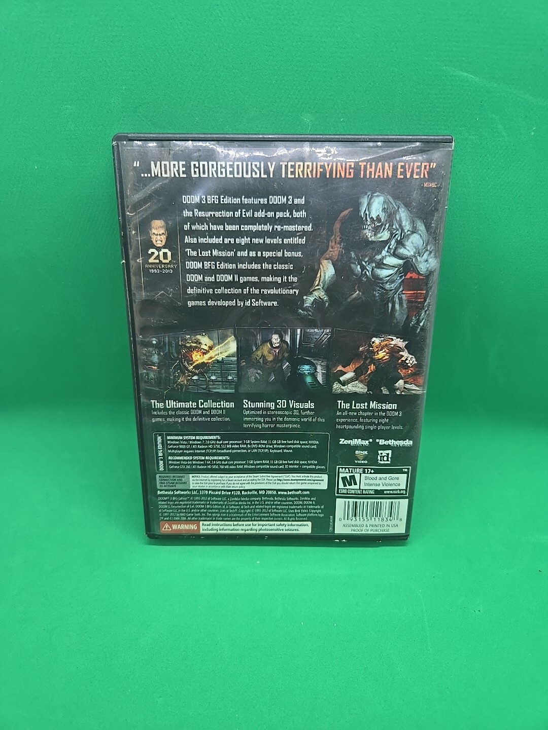 Doom 3: BFG Edition (PC, 2012) *Complete W/Booklet*