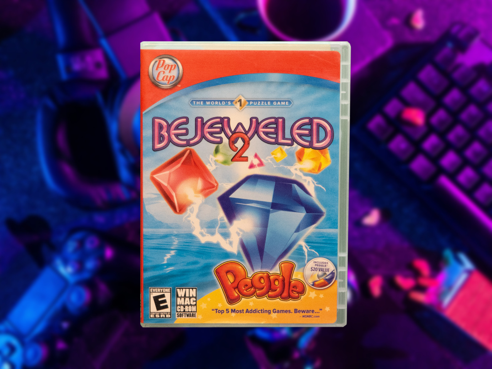 PopCap Bejeweled 2 With Peggle Game CD-ROM for PC/Mac