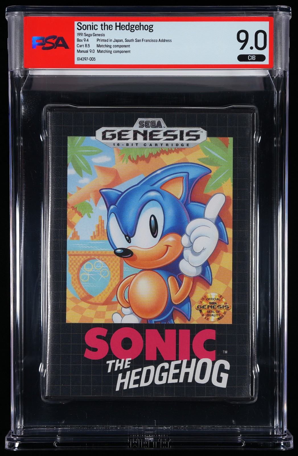 Sonic the Hedgehog – Sega Genesis PSA Graded 9.0 CIB – Box is a 9.4 – 1st Print