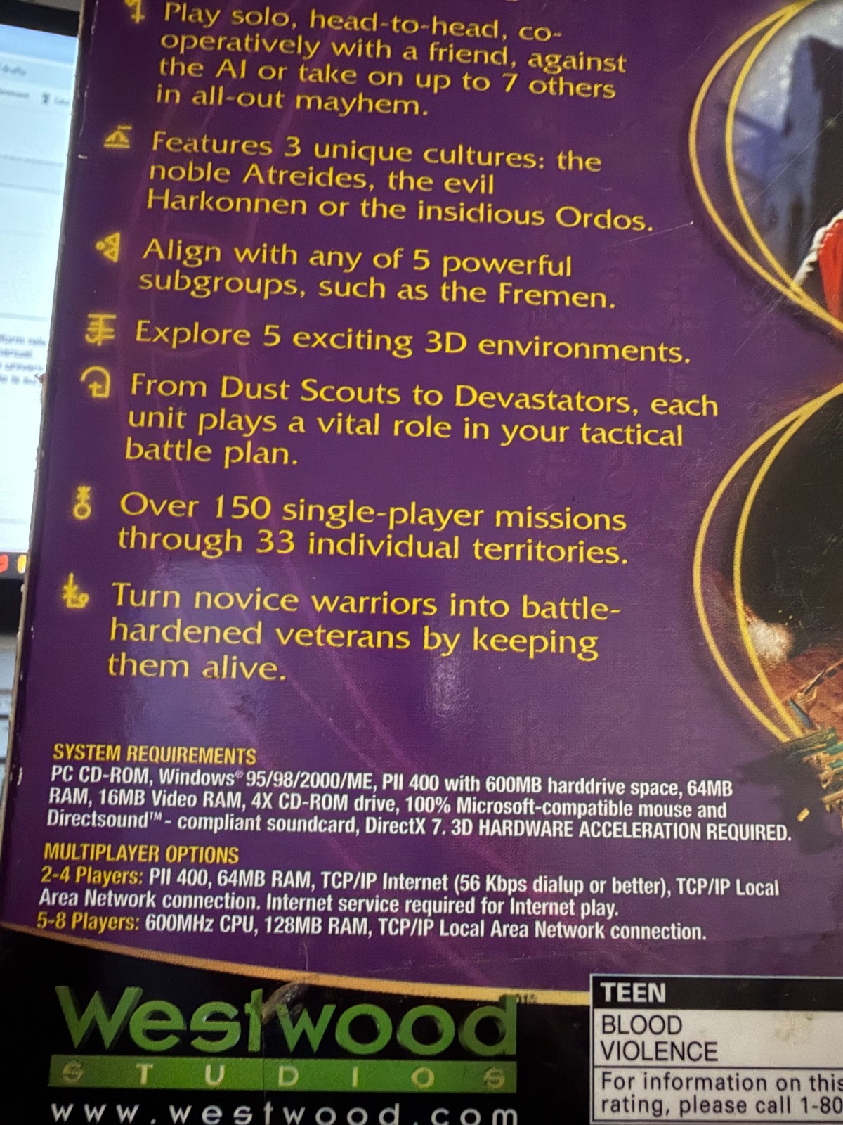 Emperor Battle for Dune (PC, 2001) W/ Manual (4 Disc Set)