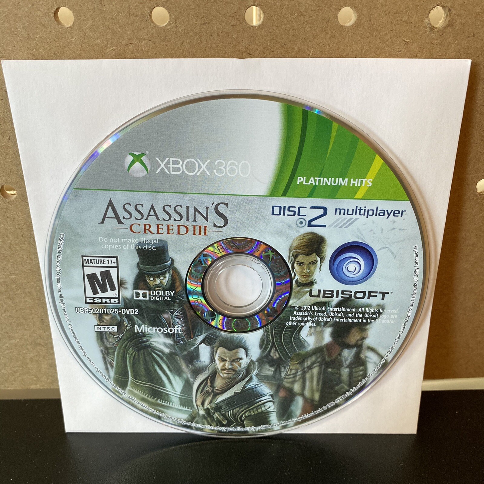 Assassin’s Creed III 3 (Microsoft Xbox 360, 2012) DISC 2 ONLY Multiplayer