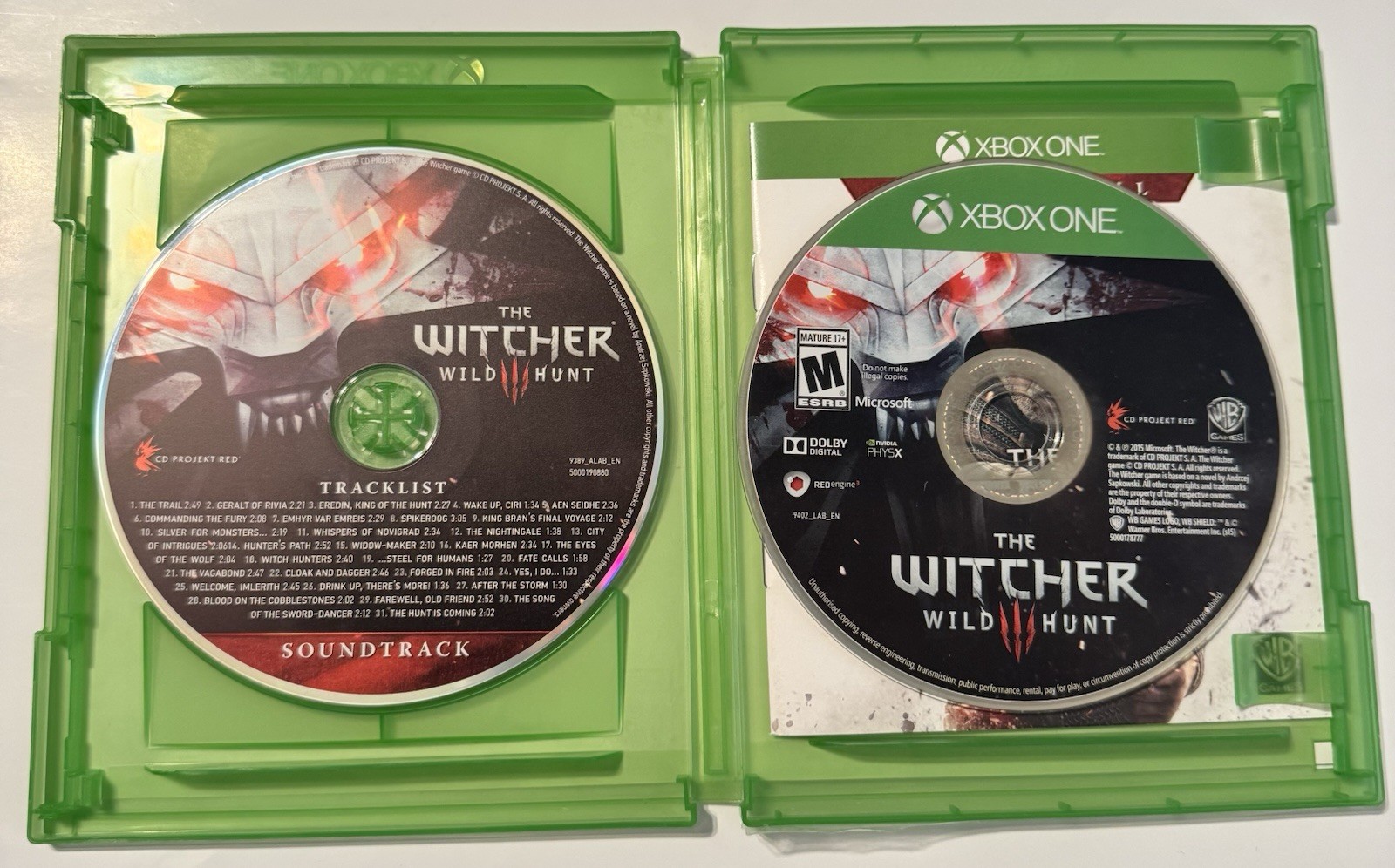 Xbox One Video Game, The Witcher 3, 2015 CD Projekt Red, VG Cond