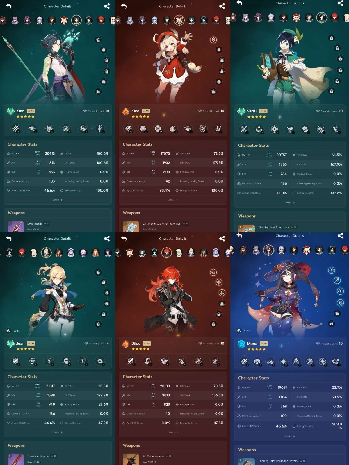 Genshin Impact (AS) ar 60 Hexerei team Nicole Durin Venti + Lunateam Columbina