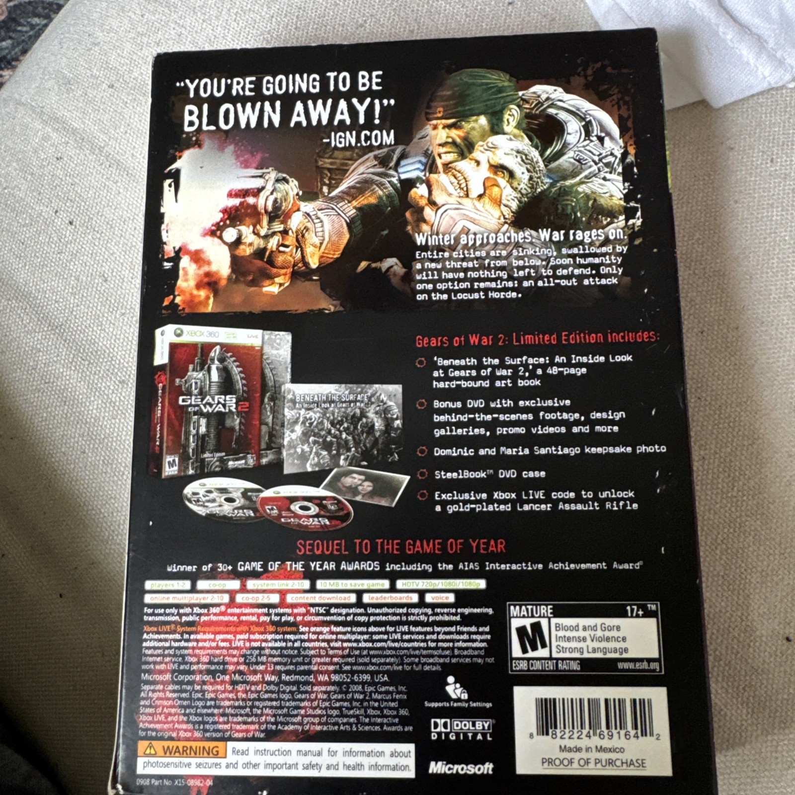Gears of War 2 Limited Collector’s Edition Microsoft Xbox 360 (2008) Steelbook