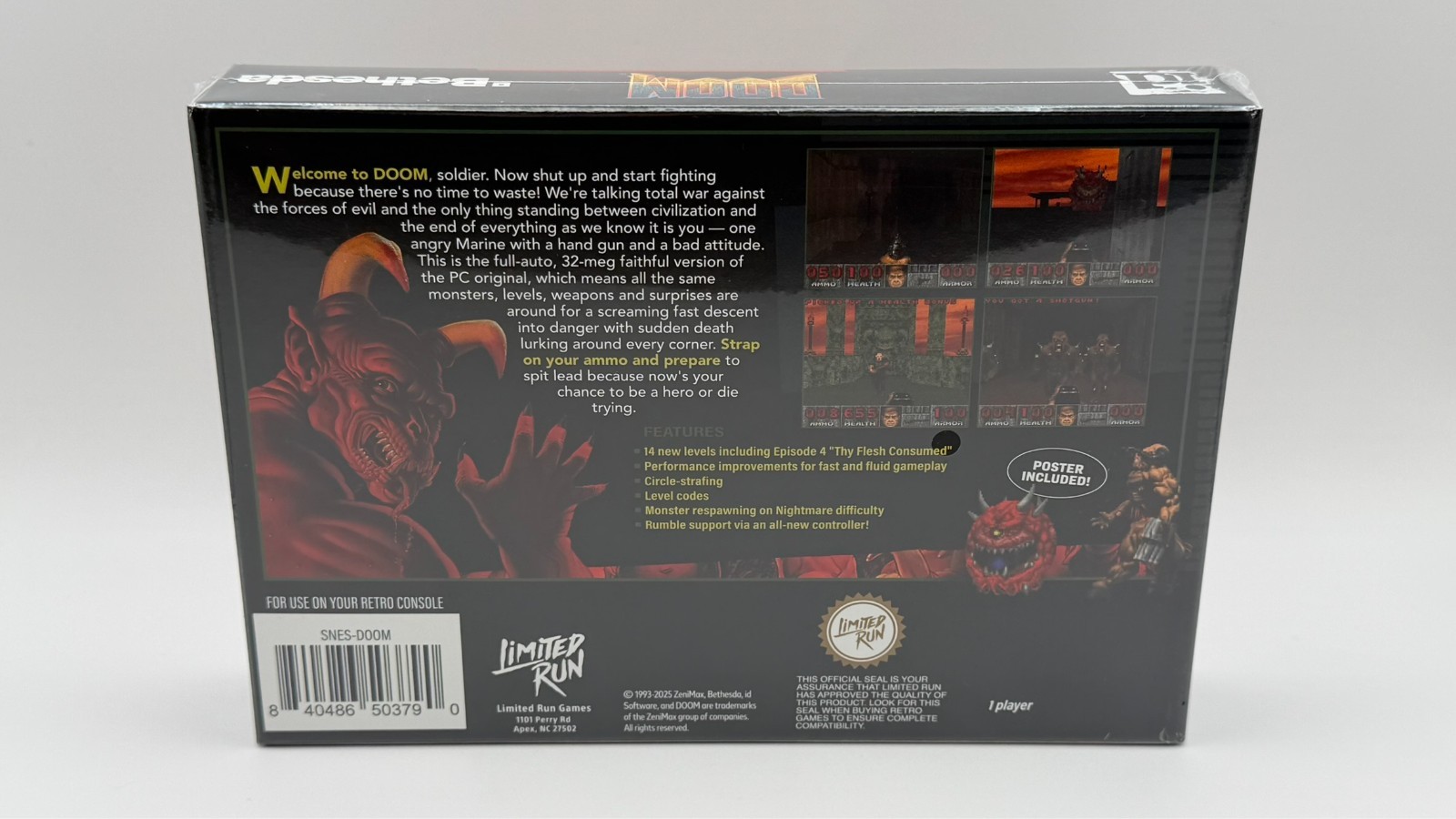 Limited Run DOOM SNES Classic Edition – New Sealed Forever Physical Bethesda id