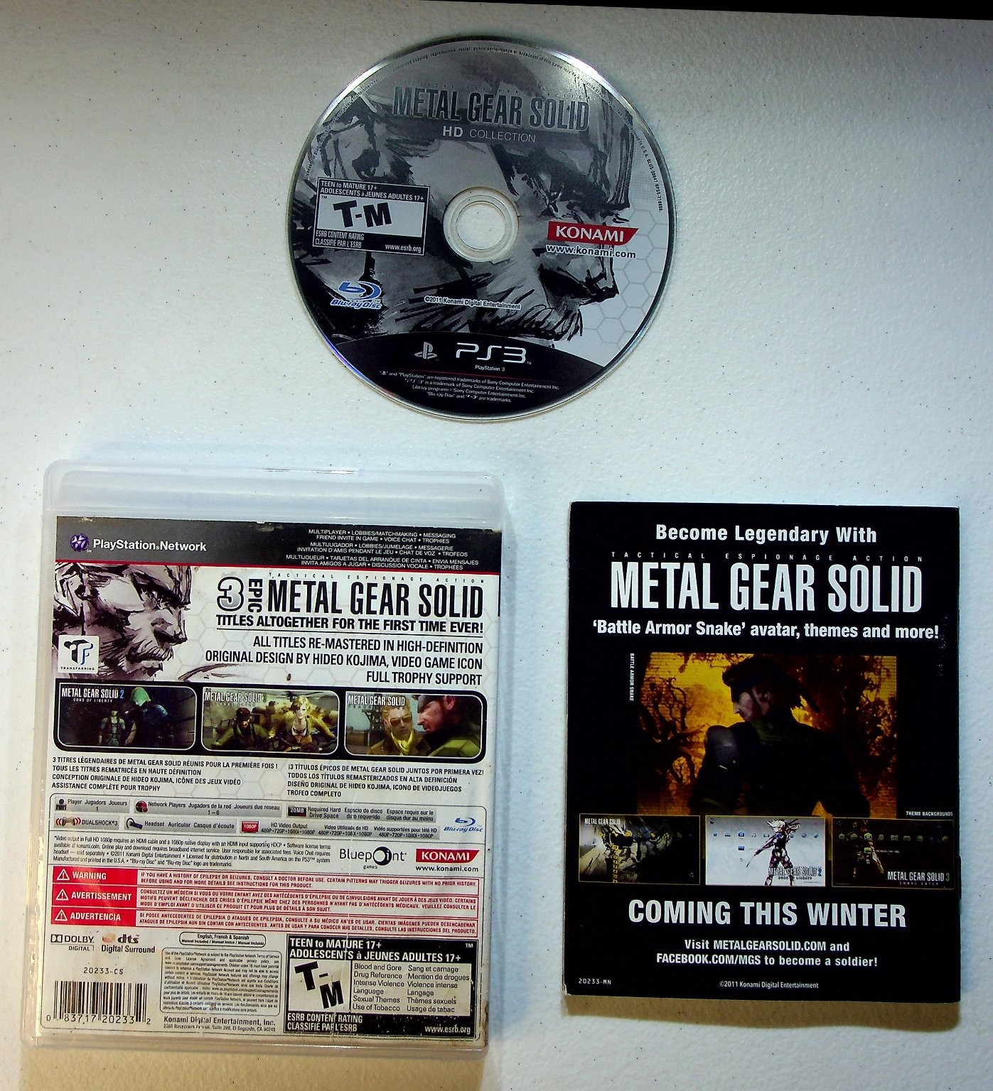 Metal Gear Solid HD Collection PS3 Video Game Tactical Espionage