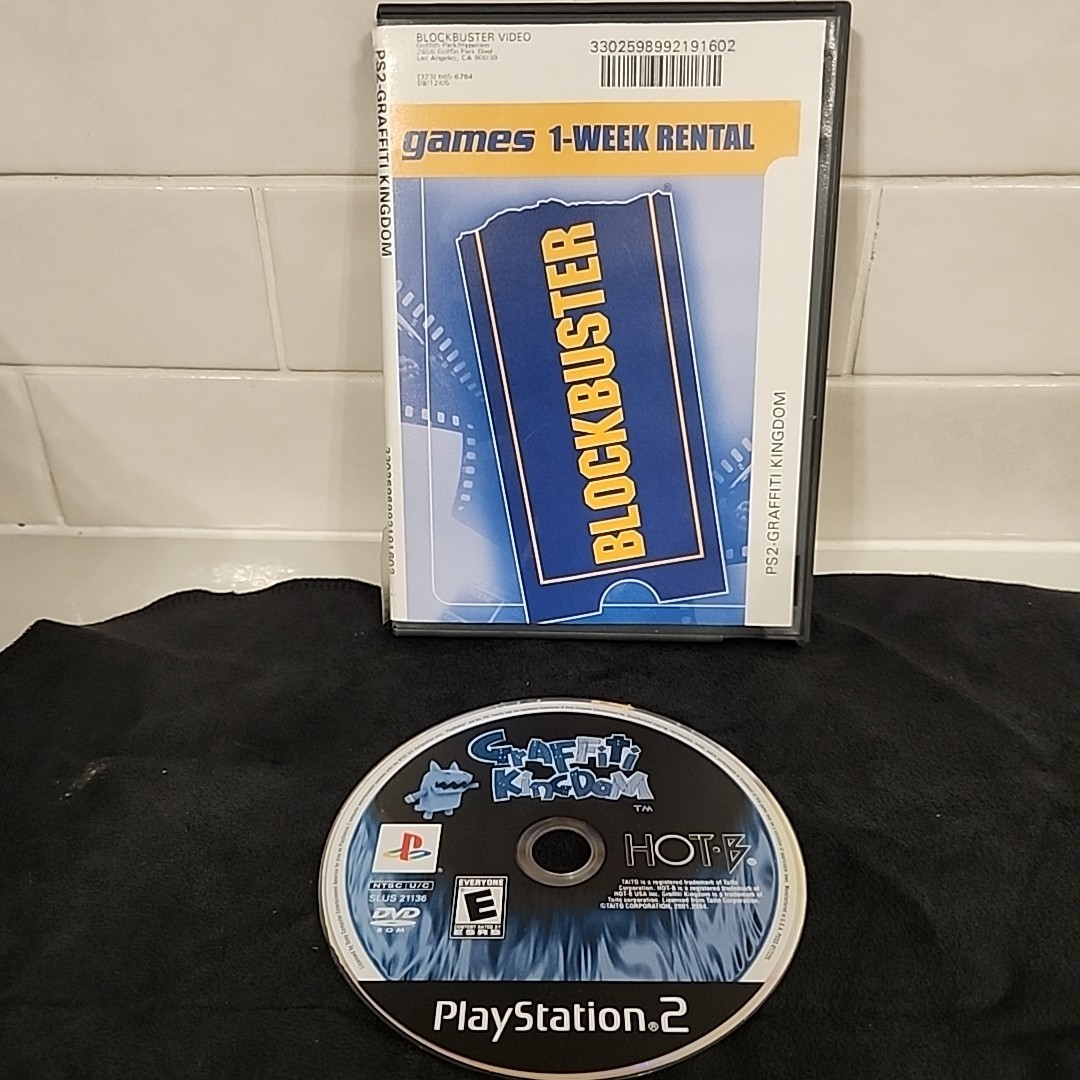 Graffiti Kingdom PS2 PlayStation 2 Disc Blockbuster Rental Case Tested