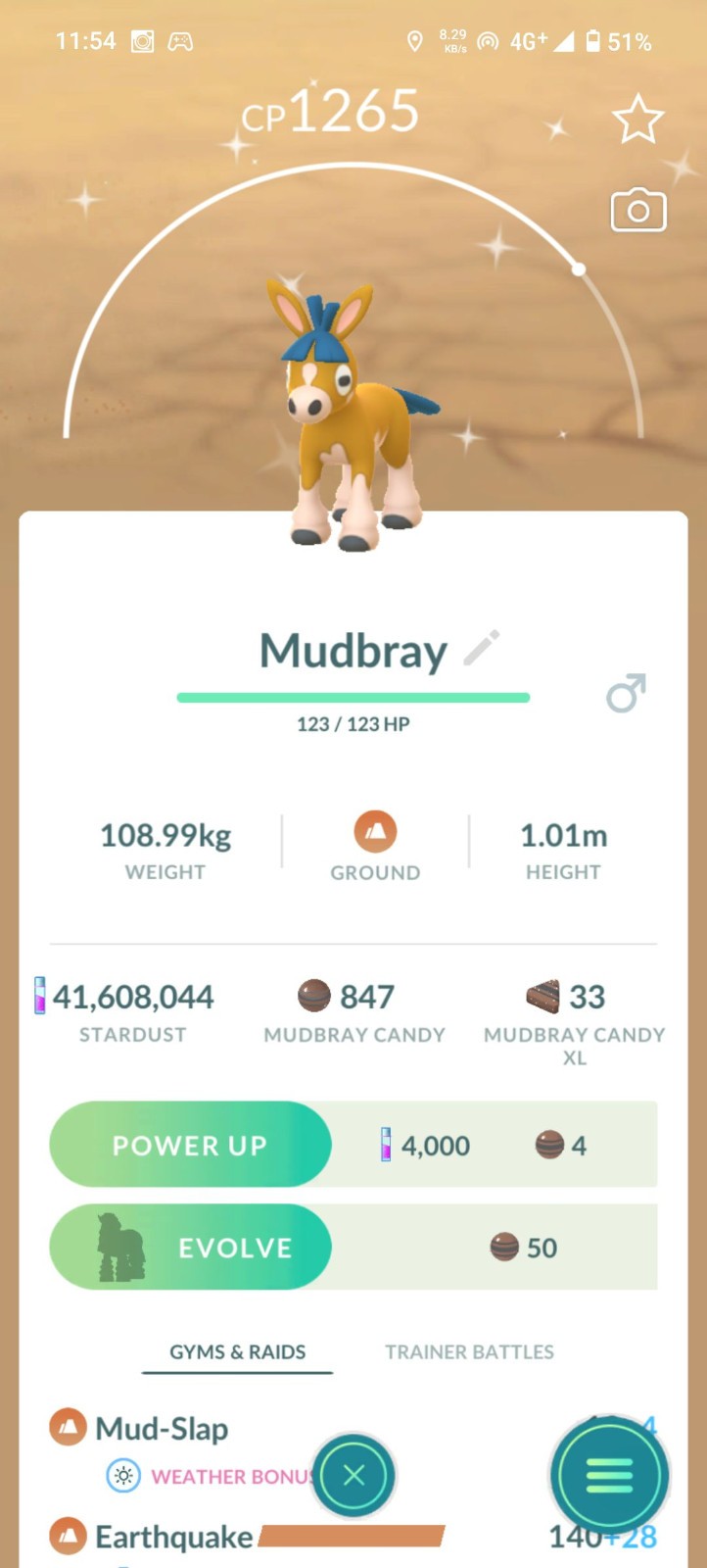 Shiny Mudbray Pokémon Go – Normal/Shiny/Level 1/XXL/XXS – Registered/1 M Unregi