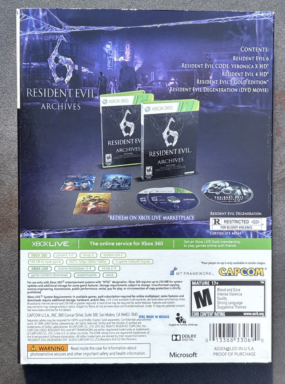Resident Evil 6 Archives Xbox 360 Brand New With Slipcover