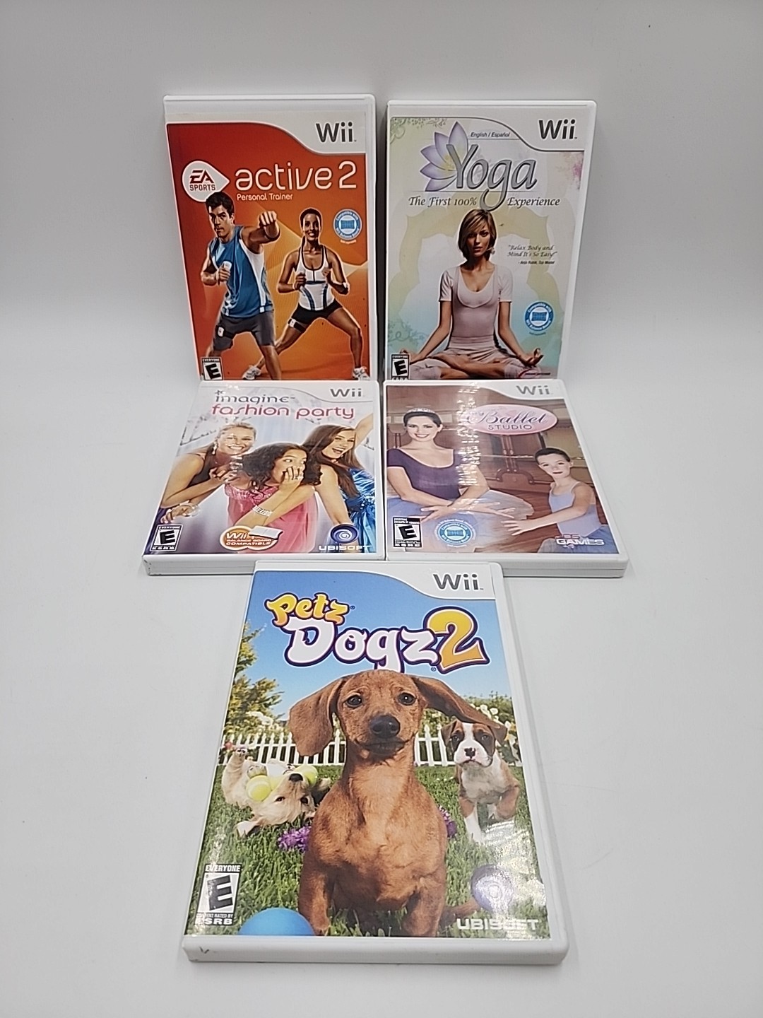 Nintendo Wii Game Lot of 5 Yoga Ballet Active 2 Fashion Party Petz Dogz 2 Tested