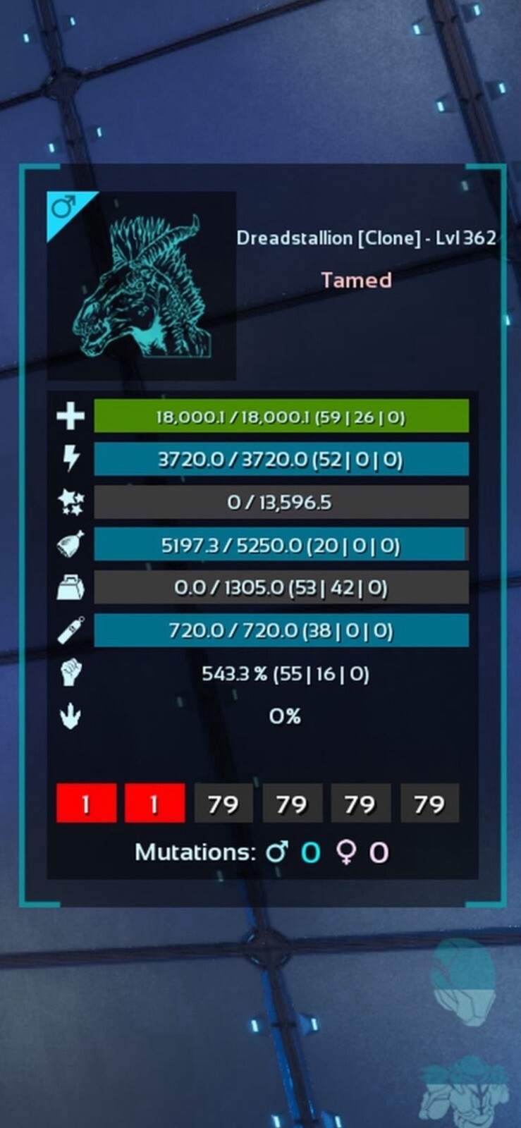 Ark Survival Ascended Pve Official Top Stat Male Dreadstallion Clone