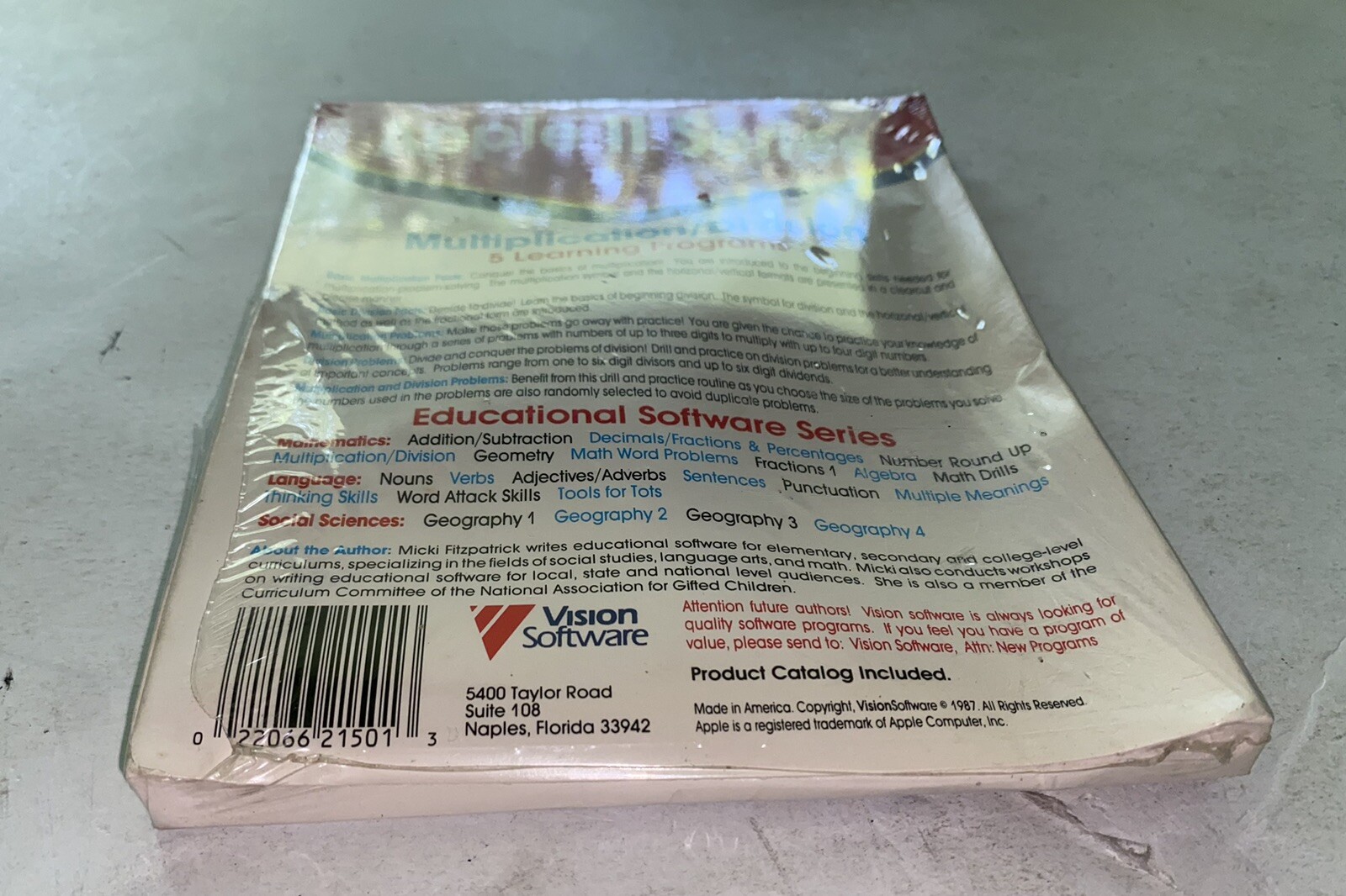 APPLE II Series Multiplication/ Division 1987 Vision Software FACTORY SEALED !!