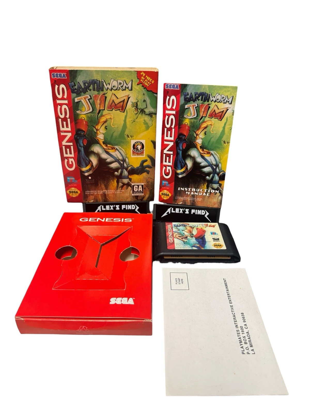Earthworm Jim Sega Genesis CIB Cardboard Box Manual Tested Working 1994
