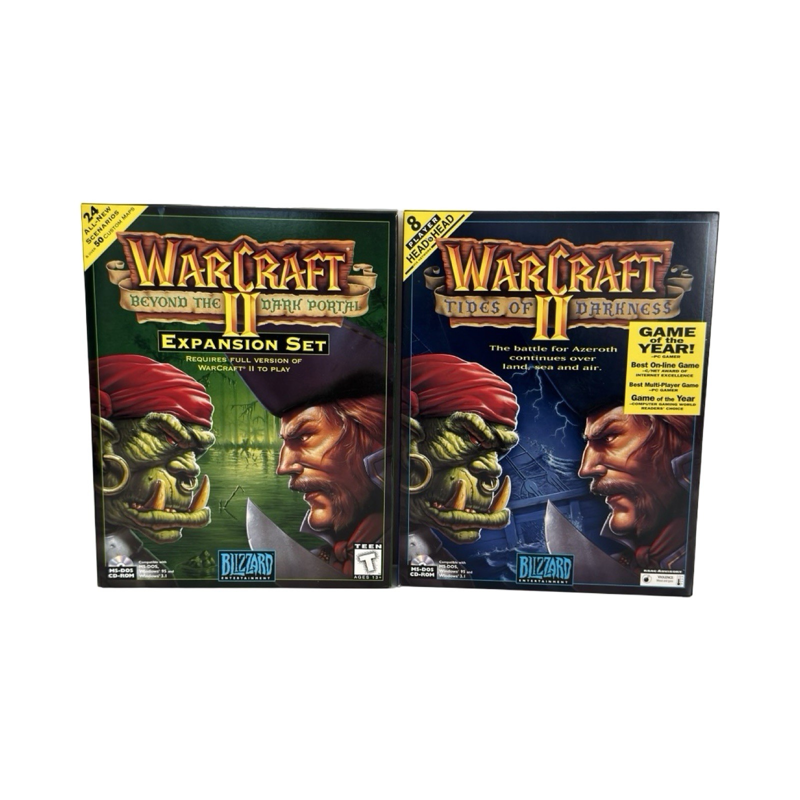 Warcraft II Tides of Darkness and Beyond The Dark Portal Big Box First Editions