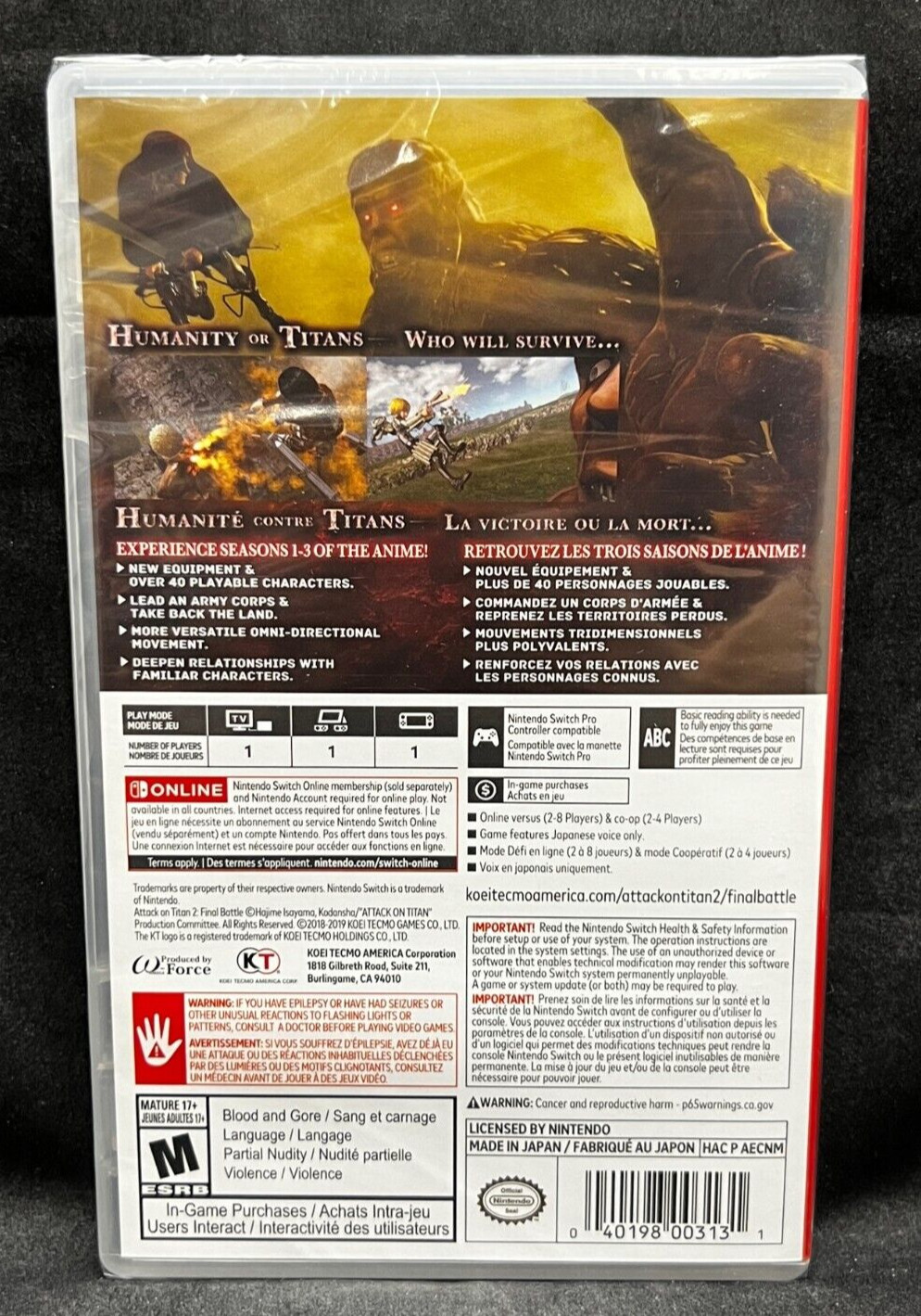 Attack on Titan 2: Final Battle (Nintendo Switch) BRAND NEW