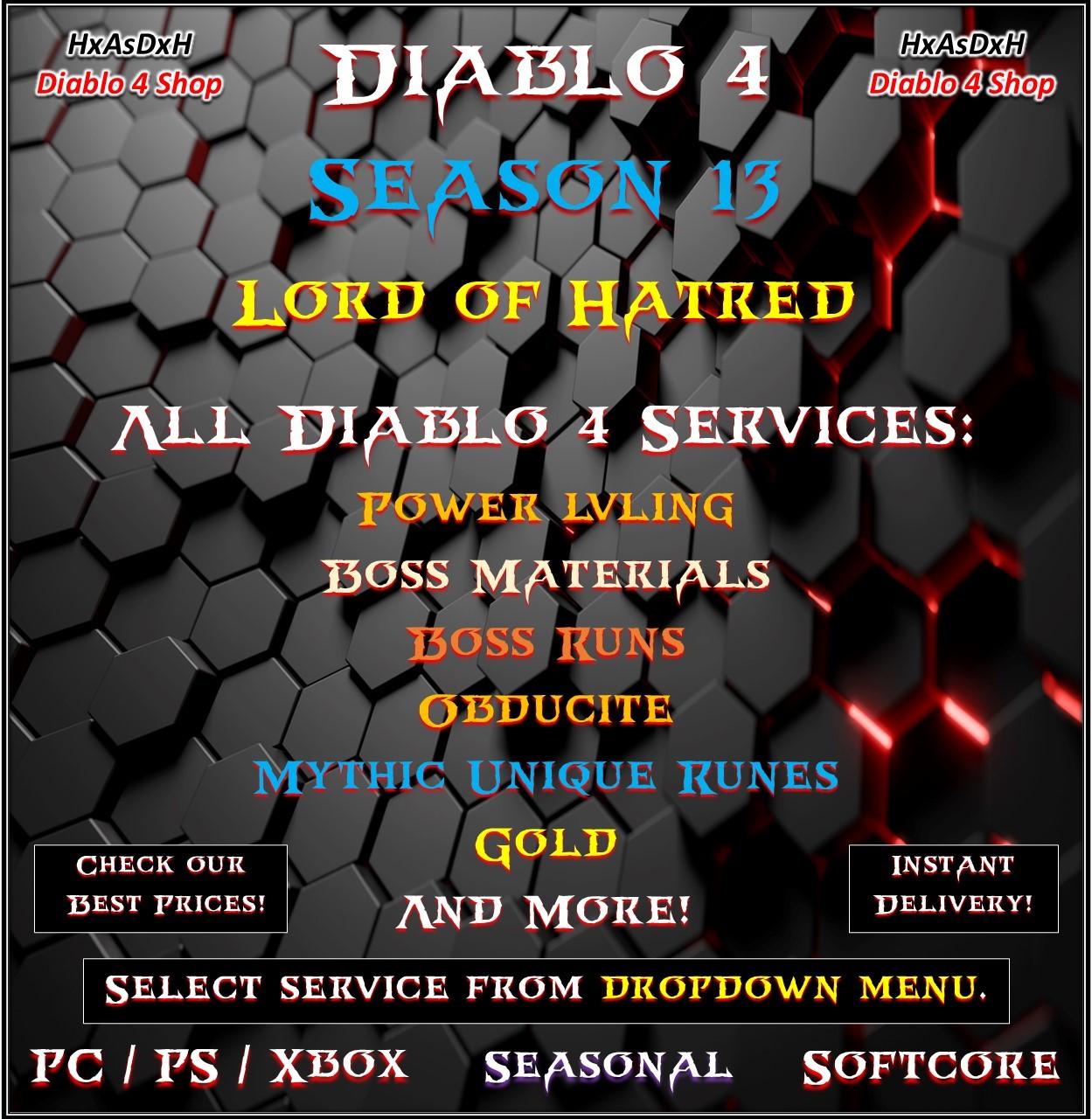 ✨Diablo 4✨Season 13✨All Diablo 4 Boost✨Power LVL & Mats & Runes & Boss Runs✨