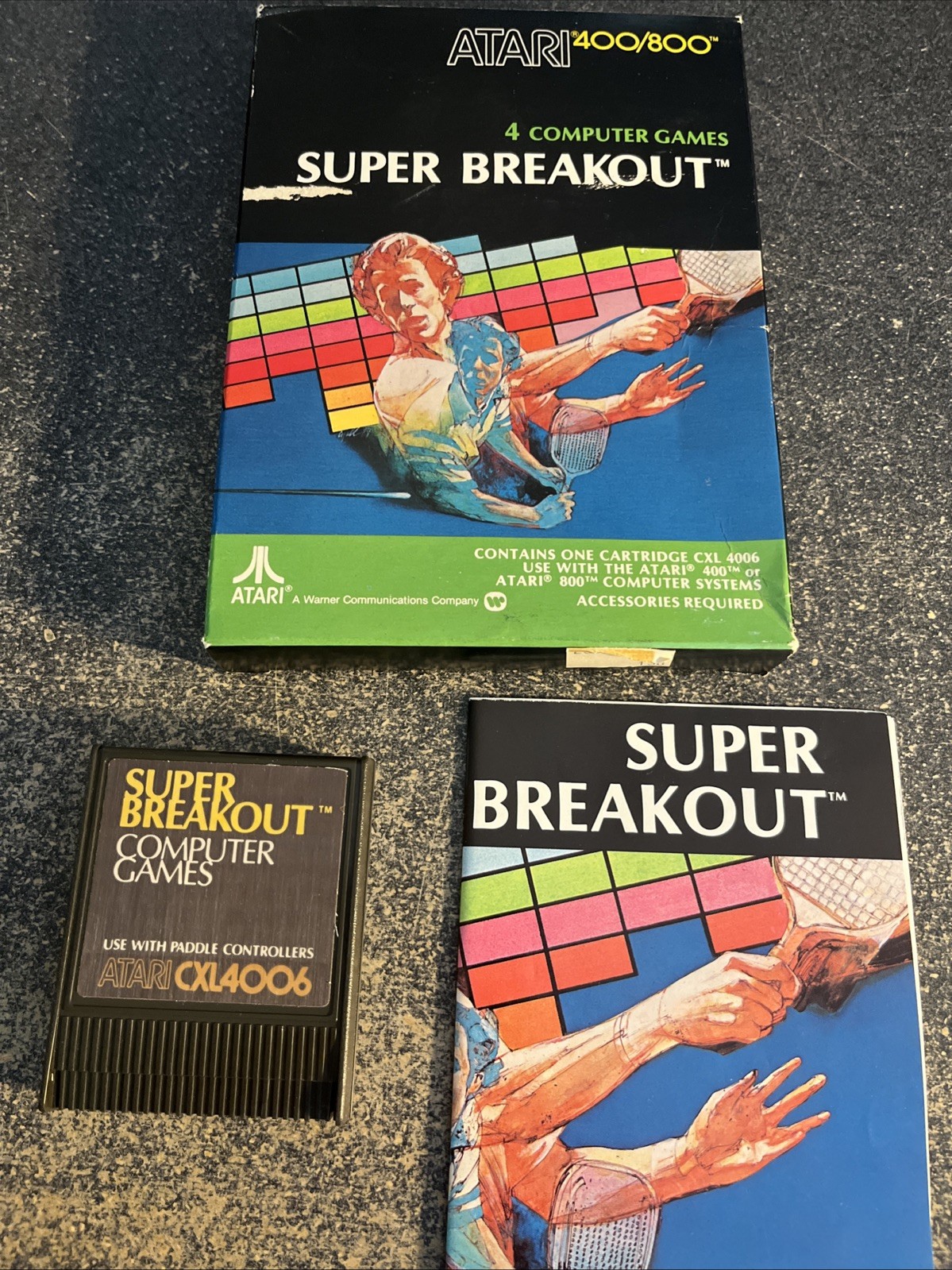 Atari Super Breakout 400/800 4 Games In One Vintage Game Cartridge 1979 CIB