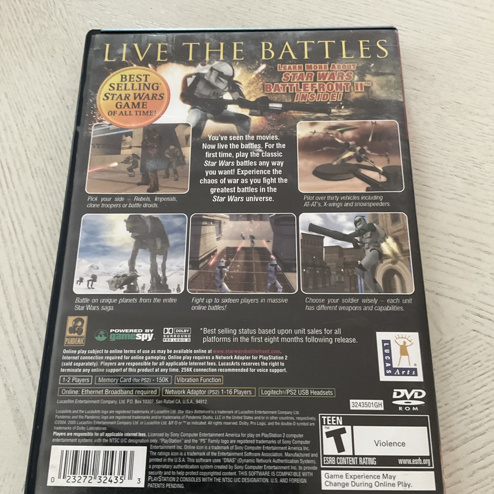 Star Wars: Battlefront PS2 Greatest Hits 2004 Complete with Case & Manual
