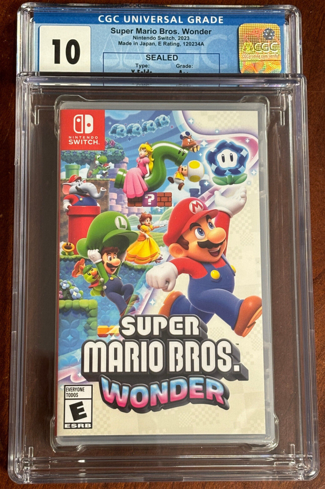 Encased 2023 Switch Super Mario Bros. Wonder CGC 1st PRINT 10 Y-Fold Seal A++