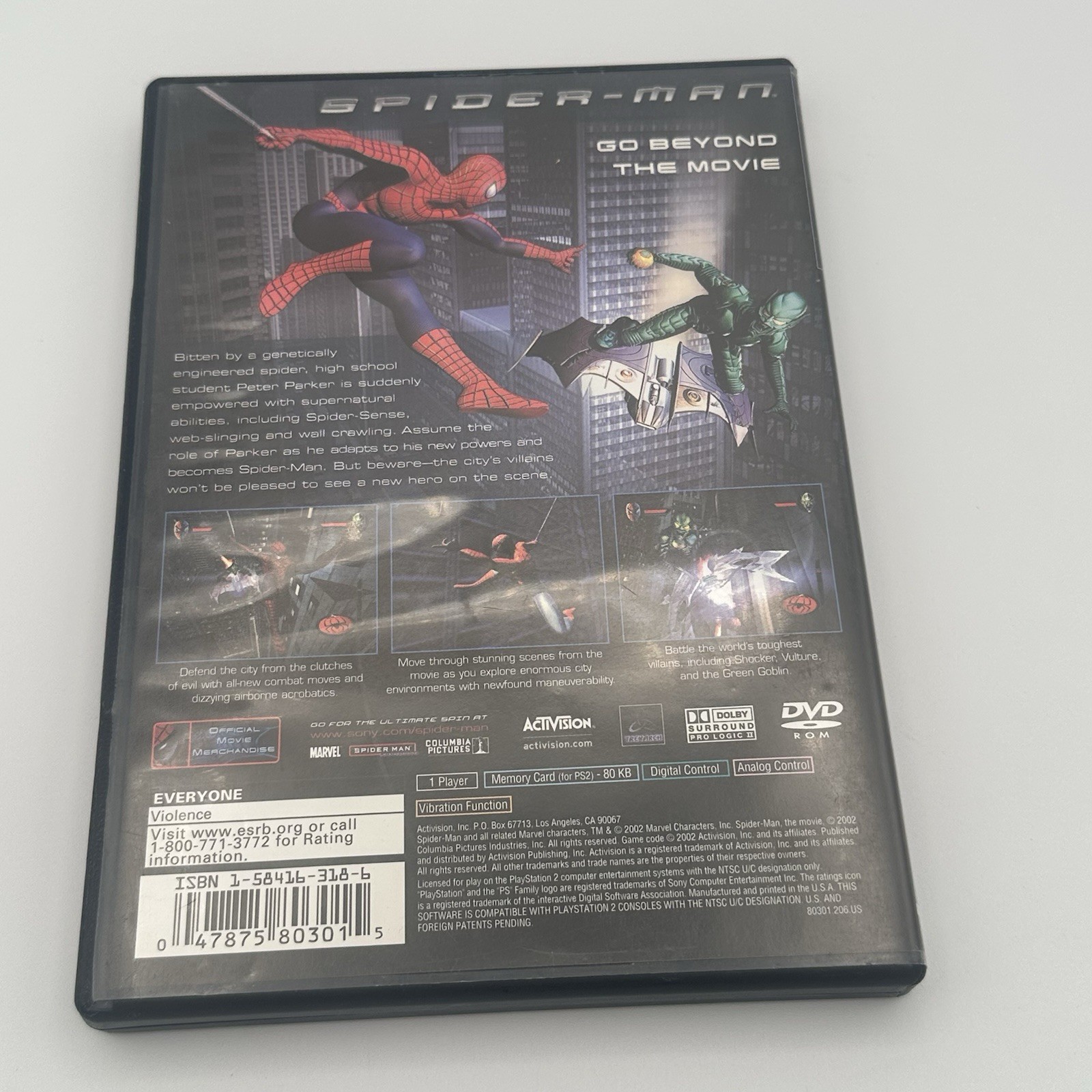 Spider-Man (Sony PlayStation 2, 2002) – With Manual – Very Good