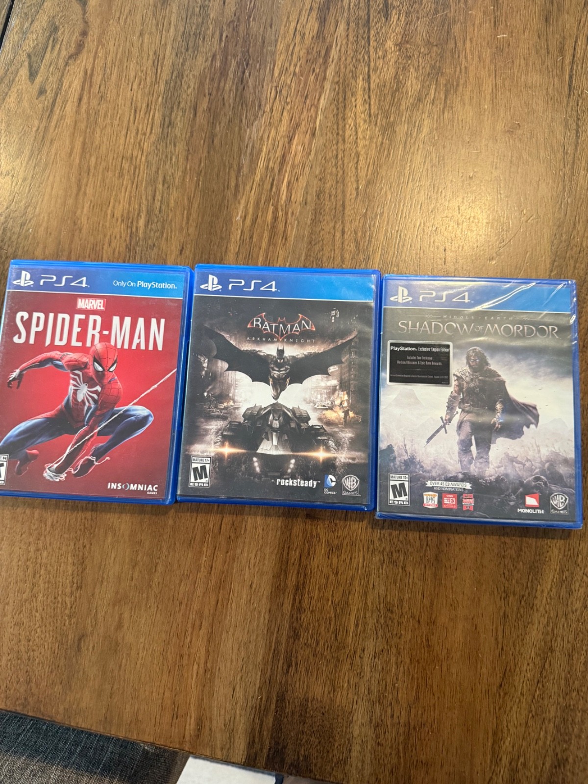 PS4 – Shadow Of Mordor (SEALED), Spider-Man & Batman Arkham Knight – FAST SHIP
