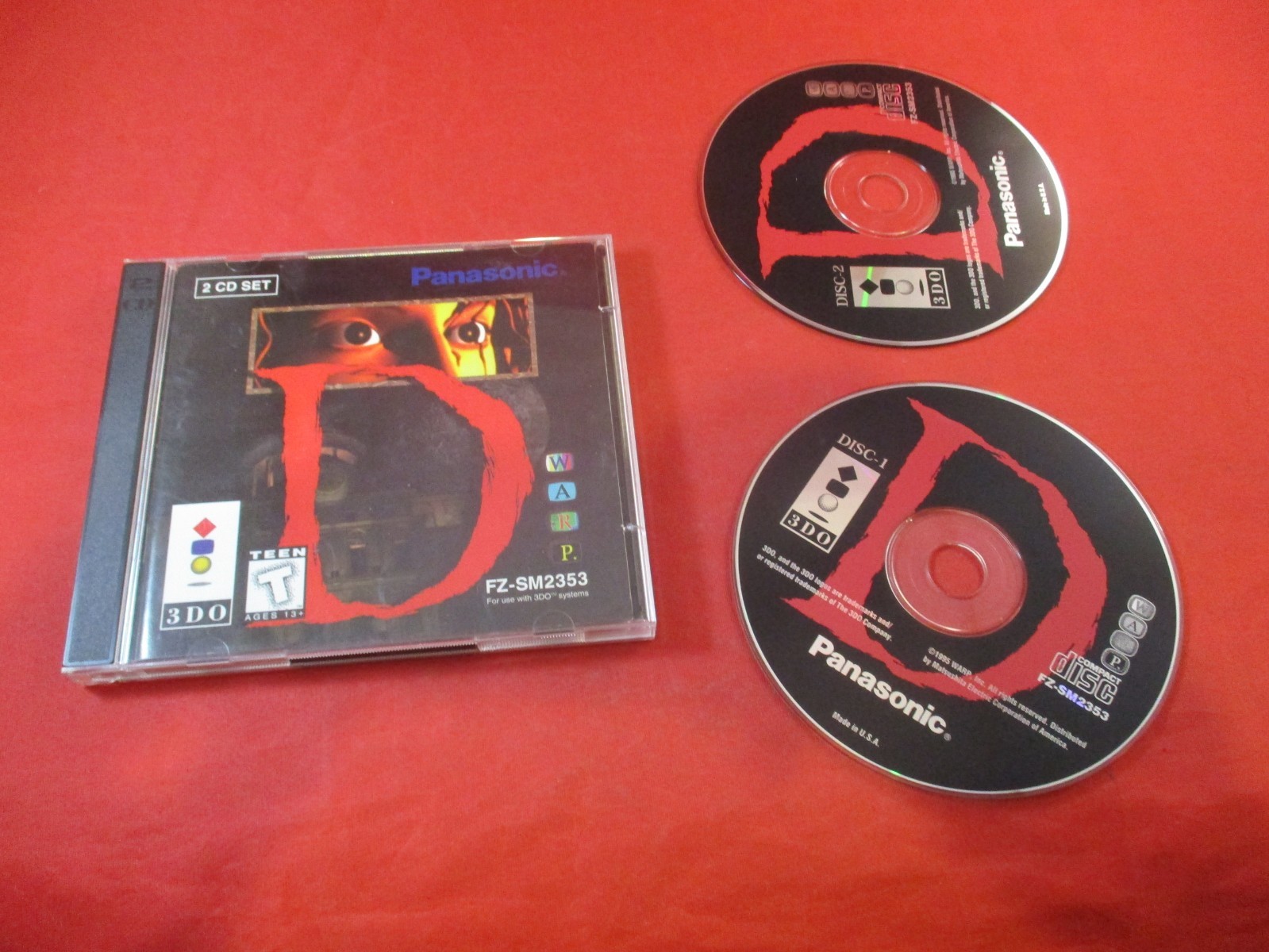 D (Panasonic 3DO) w/ 2-Discs case manual WORKS!