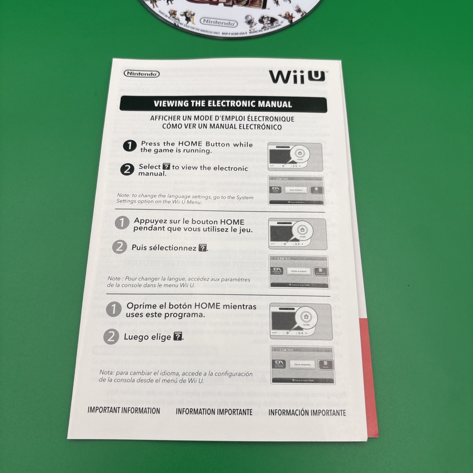 Nintendo Wii U Super Smash Bros and The Wonderful 101. W/Manuals