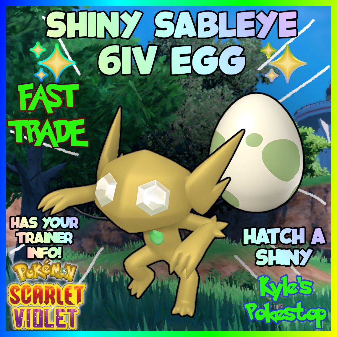 ✨ 6IV SHINY SABLEYE EGG ✨ POKEMON SCARLET & VIOLET 🚀FAST🚀HATCH A SHINY