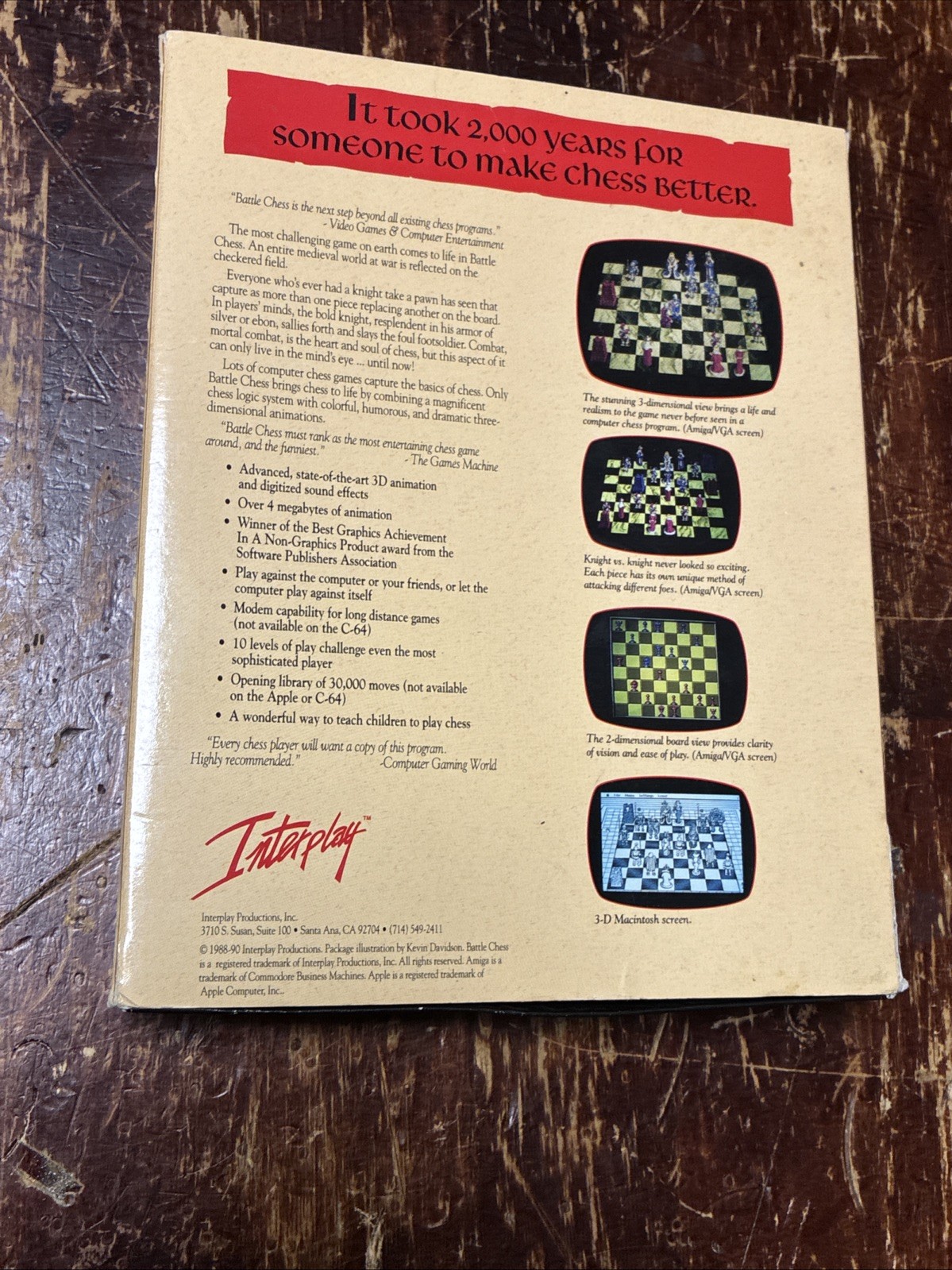 1990 Battle Chess – MS-DOS PC Computer Video Game Floppy Disks (3.5” & 5.25”)