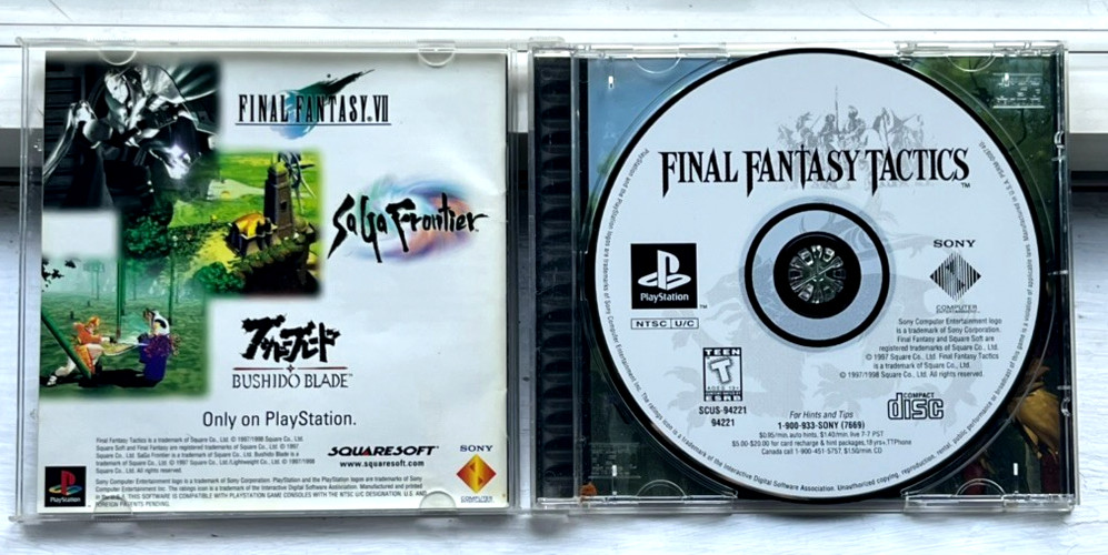 Final Fantasy Tactics (PS1) 1997 Black Label RPG USA version CIB Authentic