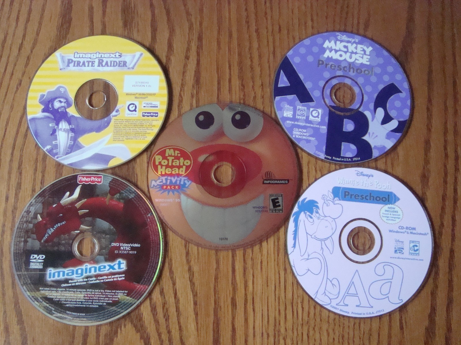 5 Early Childhood PC CD ROM Games Fisher Price Imaginext Hasbro Disney