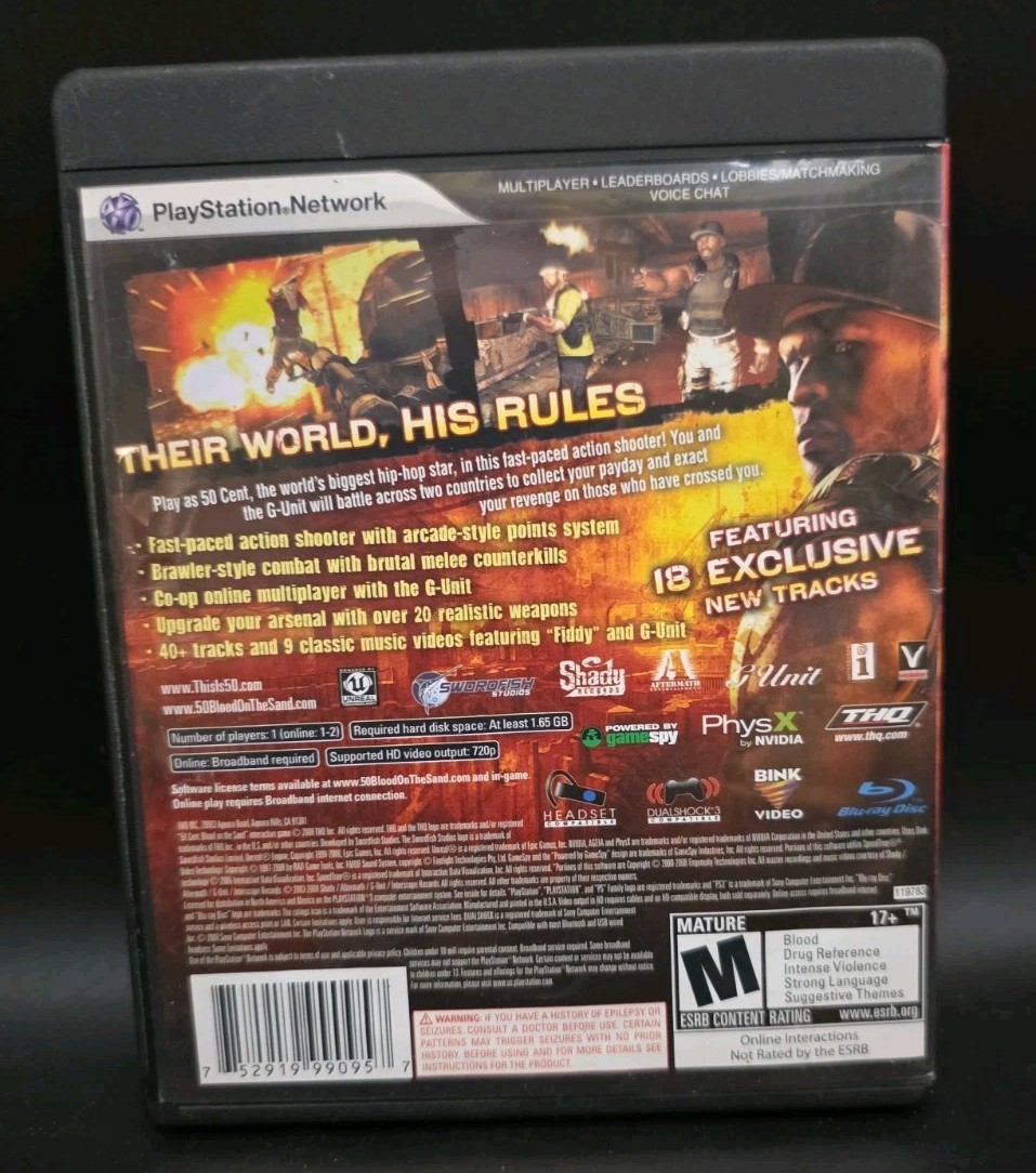 50 Cent: Blood on the Sand Sony PlayStation 3 PS3 CIB (Damaged Cover)