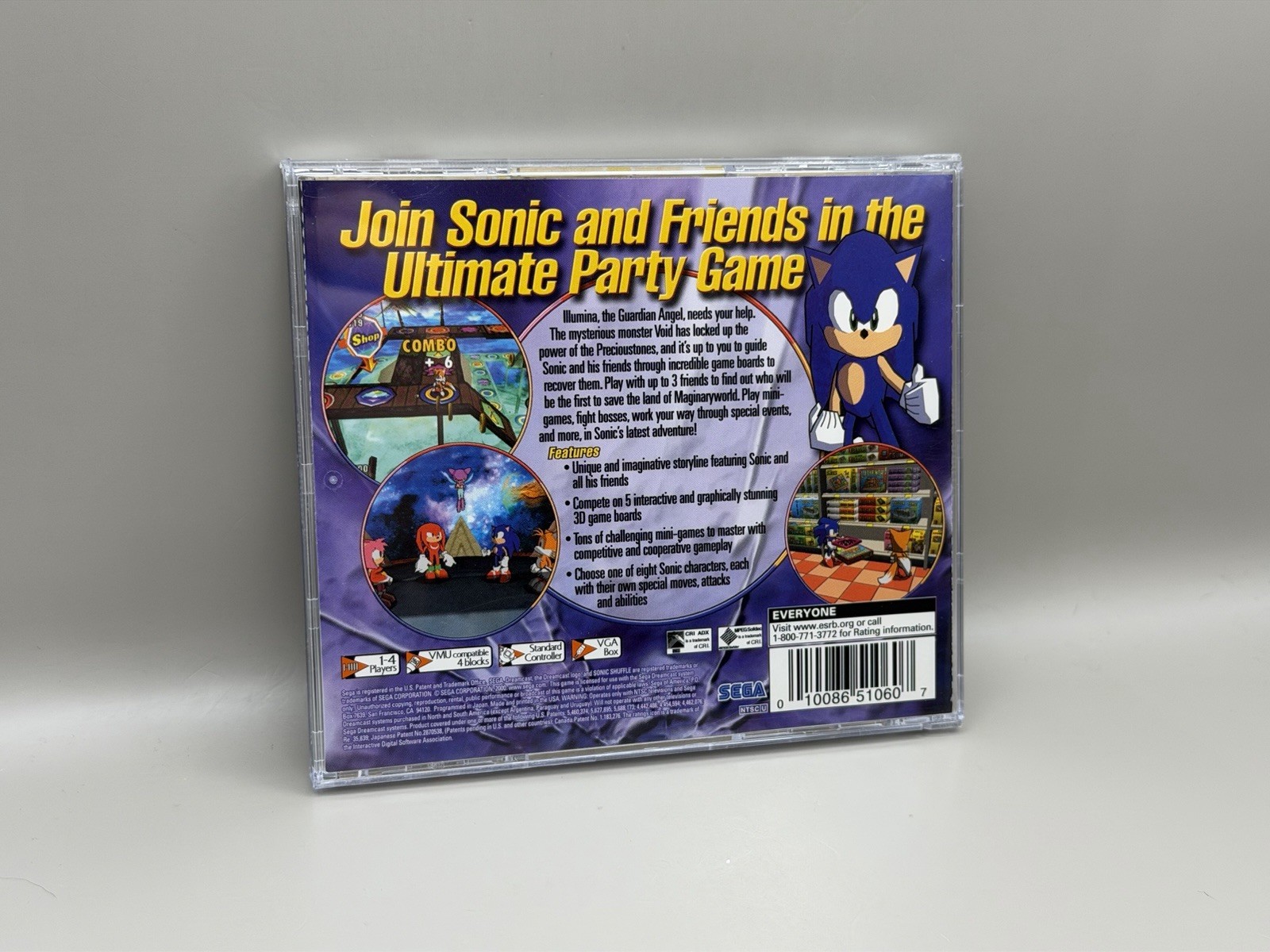 Sonic Shuffle Sega (Sega Dreamcast, 2000) CIB – Complete w/Manual – Tested