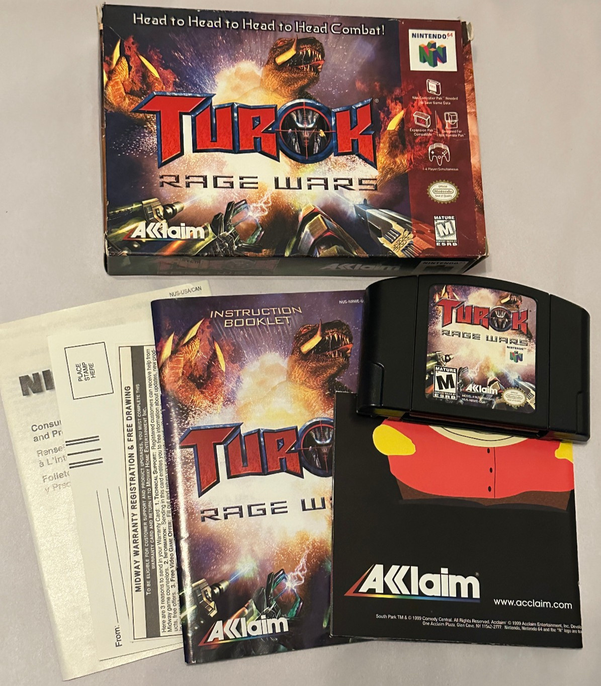 Turok Rage Wars (Nintendo 64 N64) Authentic Complete CIB with Poster TESTED