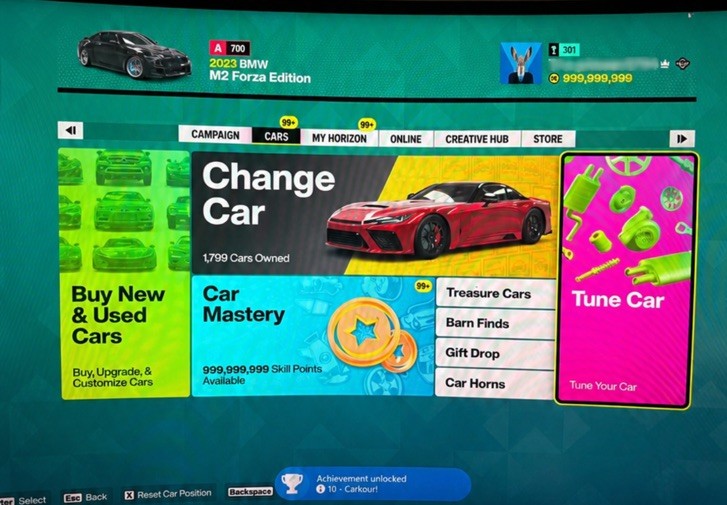 Forza Horizon 6 Full Completion | P8 Lvl 300| Max Money Skills Spins | 1799 Car