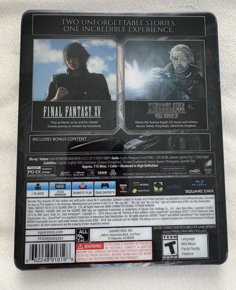 Final Fantasy XV: Deluxe Edition (Sony PlayStation 4, 2018) CIB