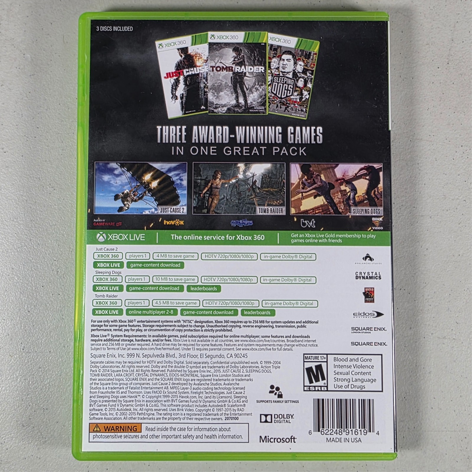 Ultimate Action Triple Pack (Microsoft Xbox 360, 2015) 3 Discs Tested